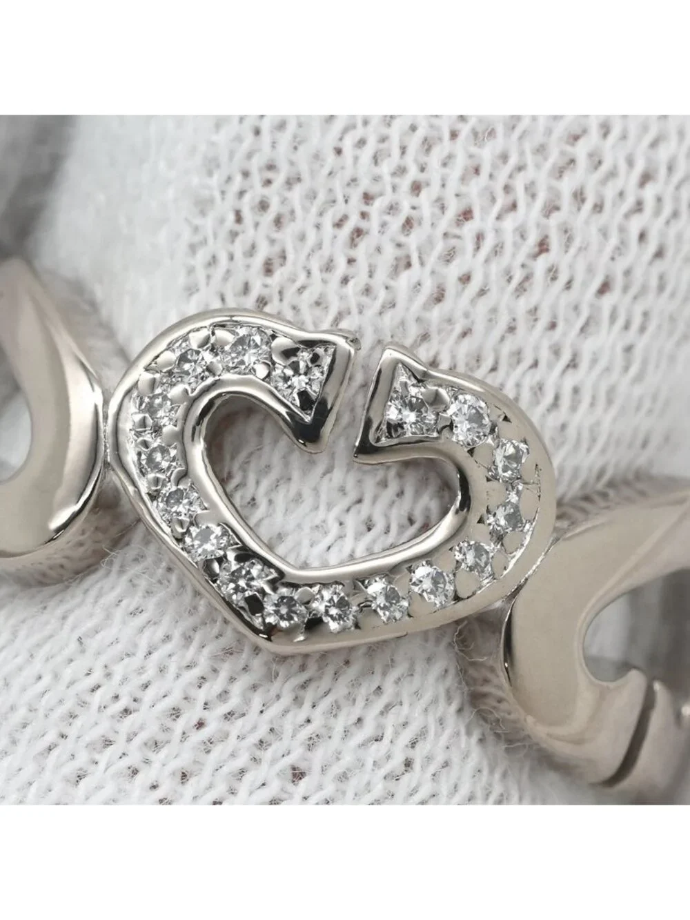 Cartier Ring C Heart Diamond White Gold 48 18k